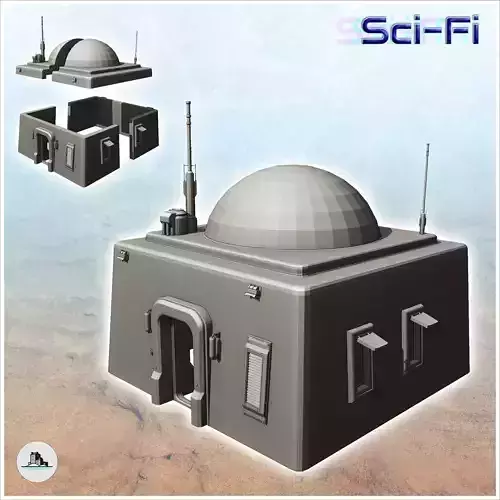 Tatooine futuristic house with roof sphere and antennas 6 - Futu