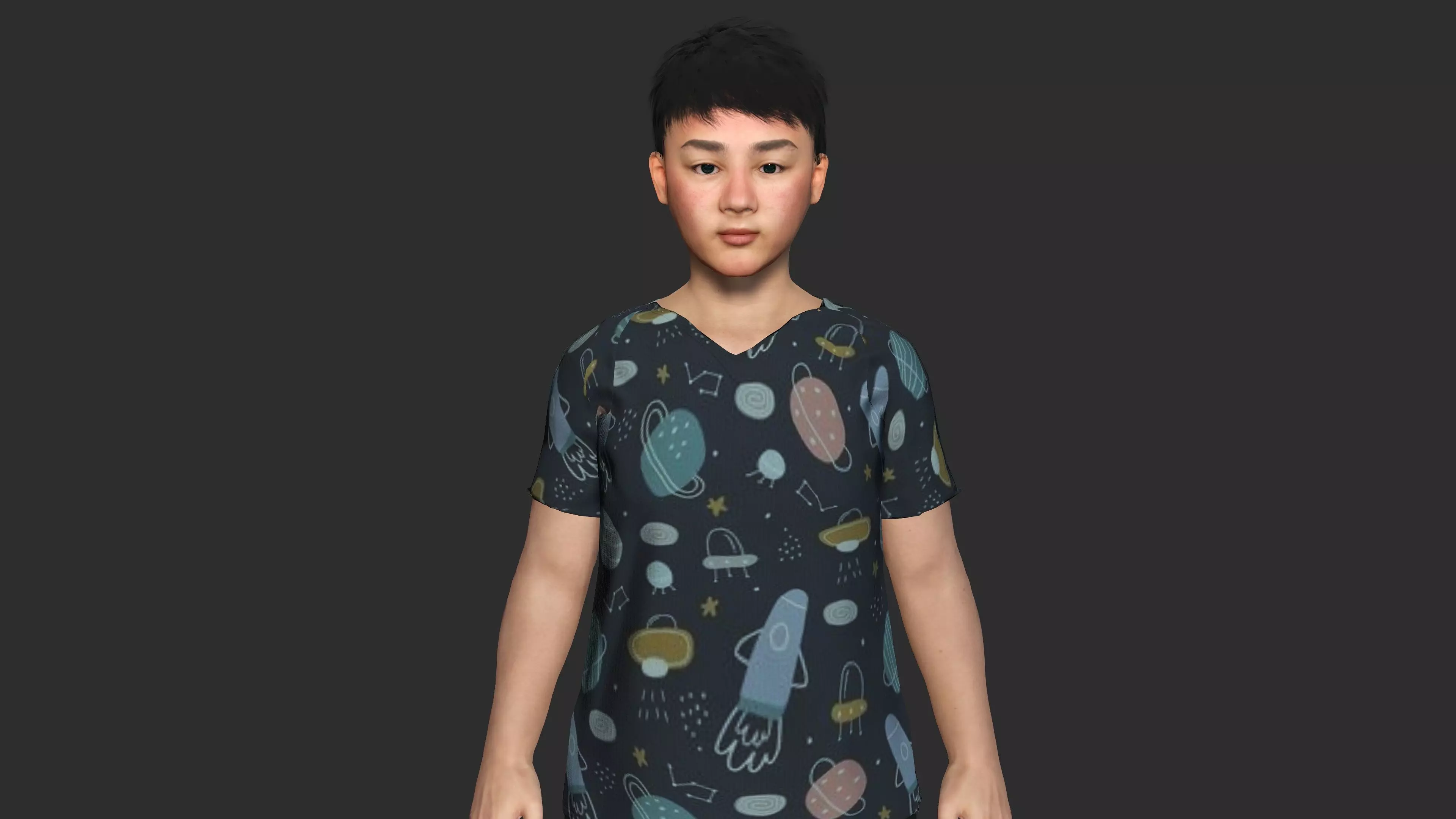 ASIAN FAT BOY CHILD KIDS -Realistic 3D Character Low-poly 3D model_5