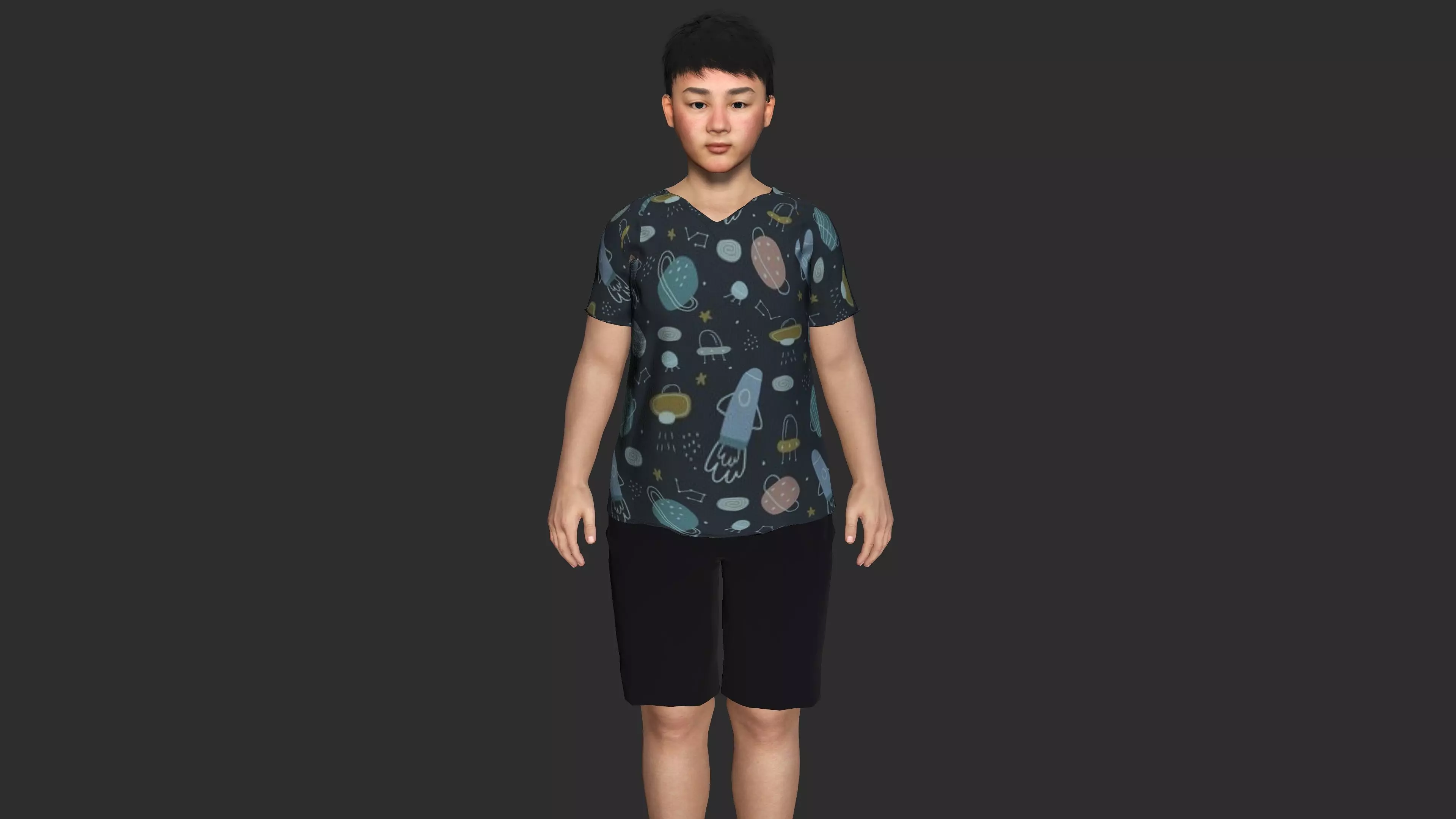 ASIAN FAT BOY CHILD KIDS -Realistic 3D Character Low-poly 3D model_2