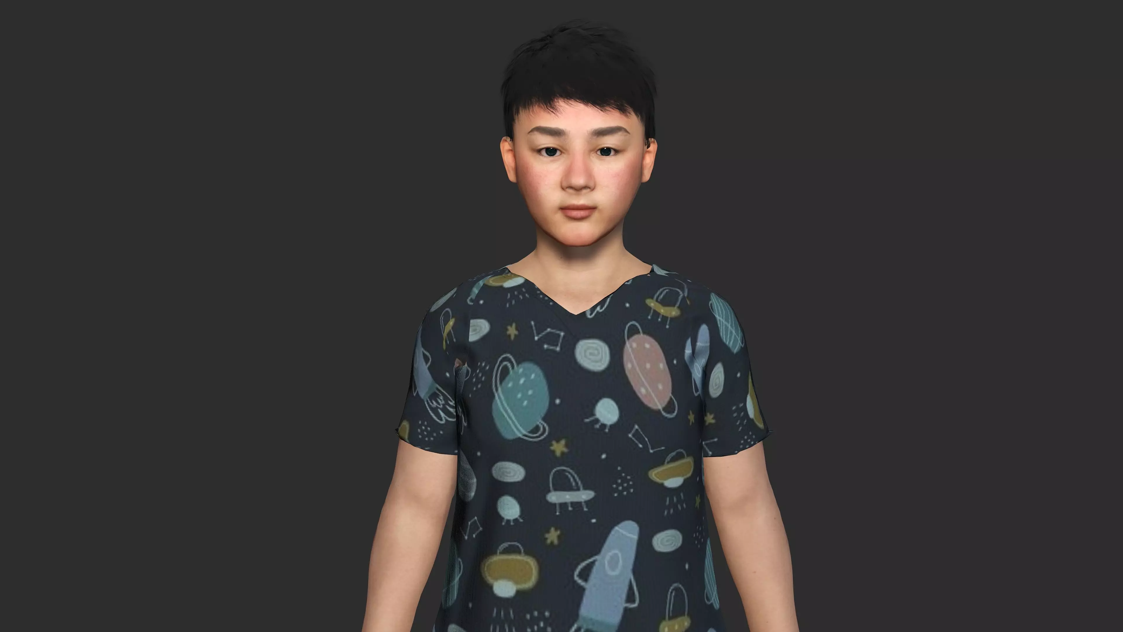 ASIAN FAT BOY CHILD KIDS -Realistic 3D Character Low-poly 3D model_6