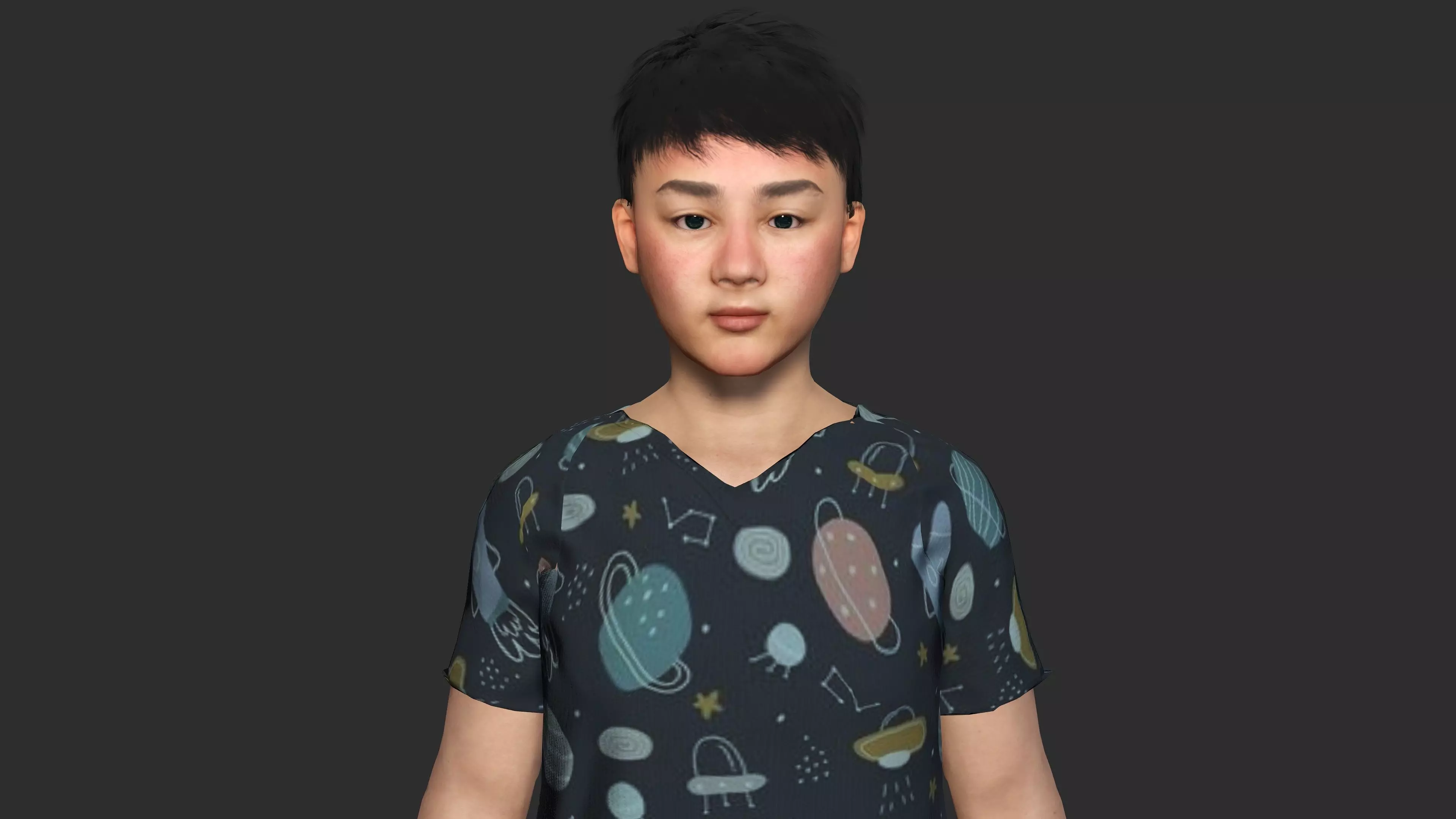 ASIAN FAT BOY CHILD KIDS -Realistic 3D Character Low-poly 3D model_7