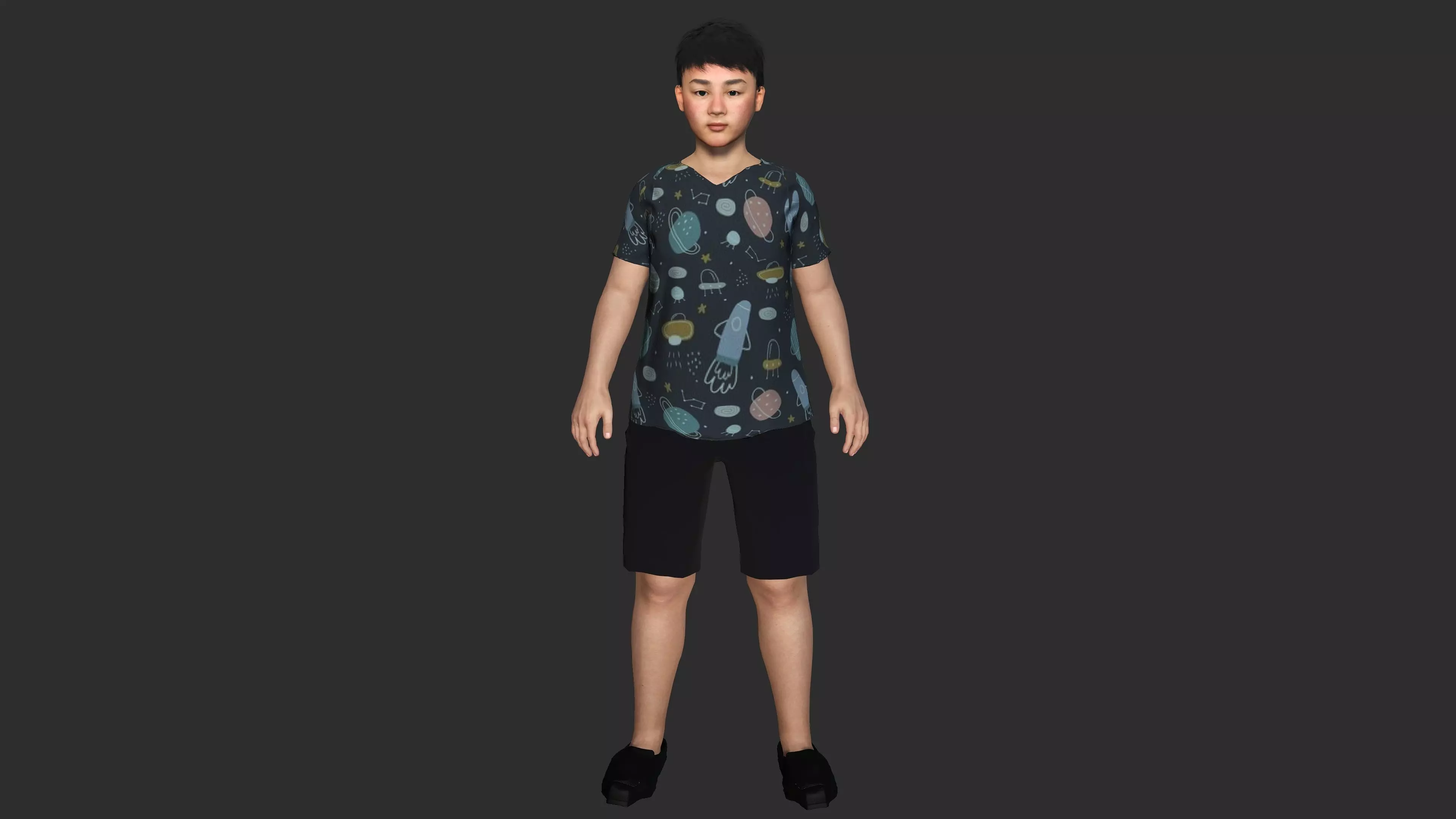 ASIAN FAT BOY CHILD KIDS -Realistic 3D Character Low-poly 3D model_13
