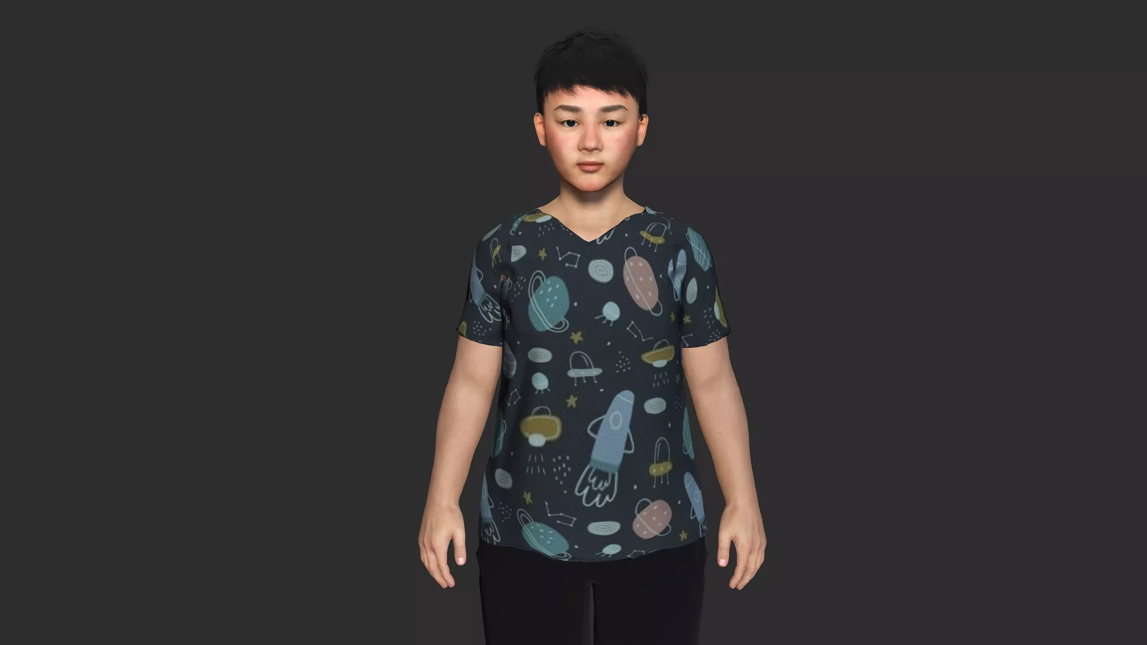ASIAN FAT BOY CHILD KIDS -Realistic 3D Character Low-poly 3D model_4