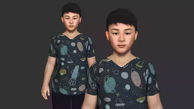 ASIAN FAT BOY CHILD KIDS -Realistic 3D Character Low-poly 3D model ASIAN FAT BOY CHILD KIDS -Realistic 3D Character Low-poly 3D model