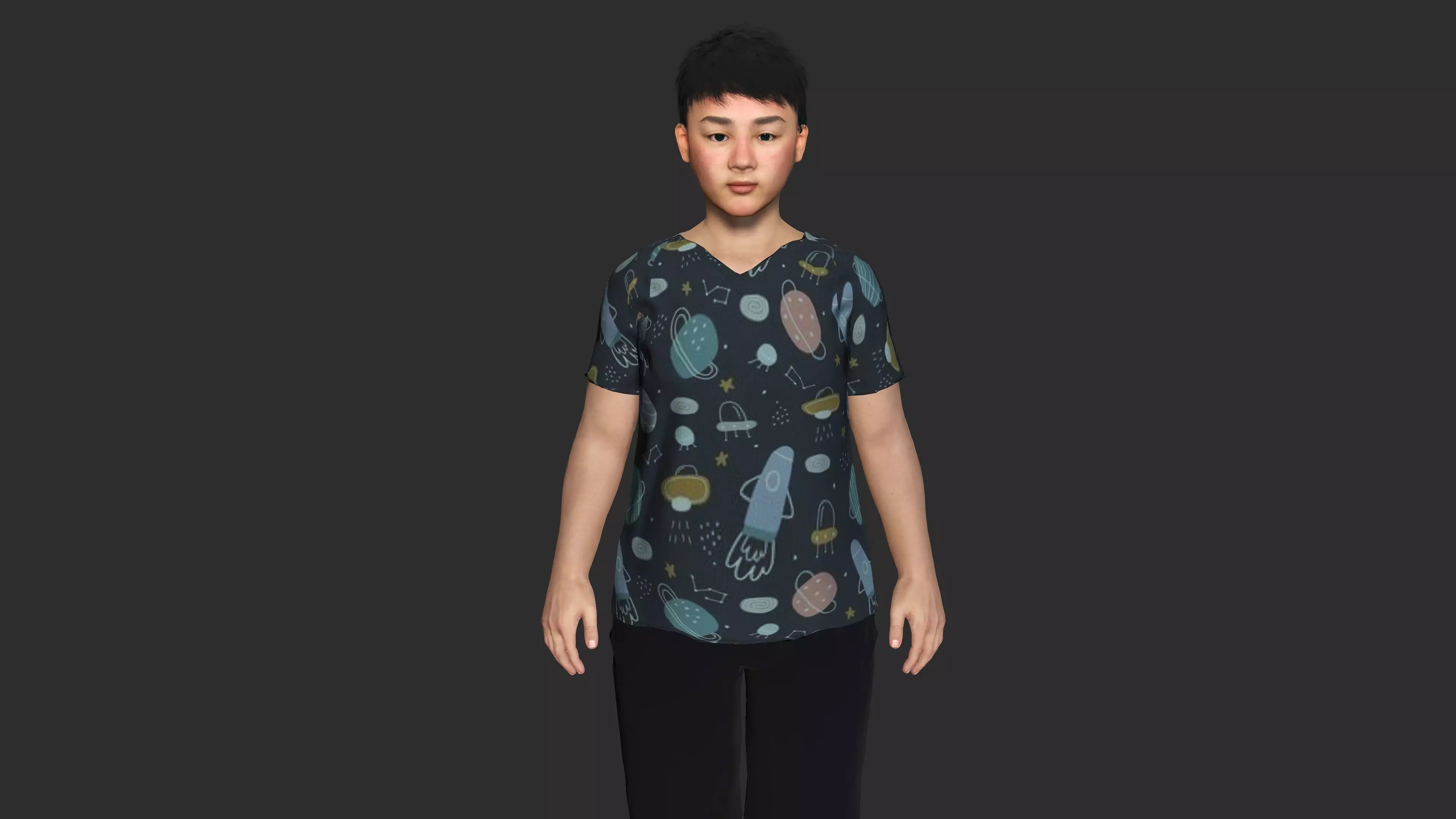 ASIAN FAT BOY CHILD KIDS -Realistic 3D Character Low-poly 3D model_3