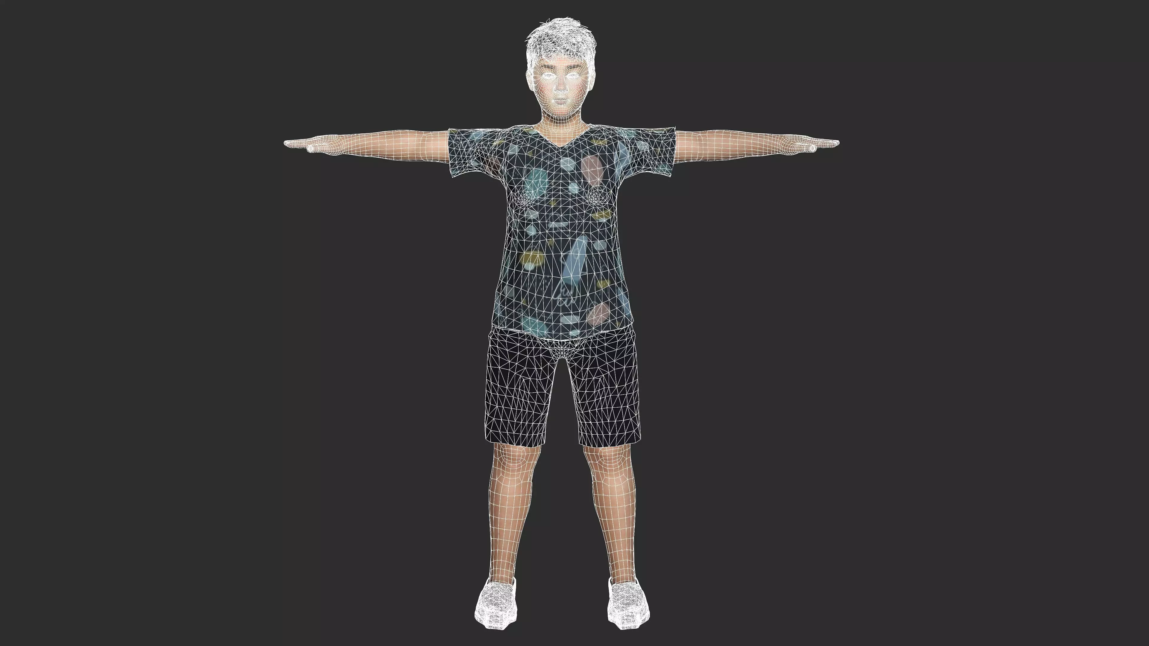 ASIAN FAT BOY CHILD KIDS -Realistic 3D Character Low-poly 3D model_12