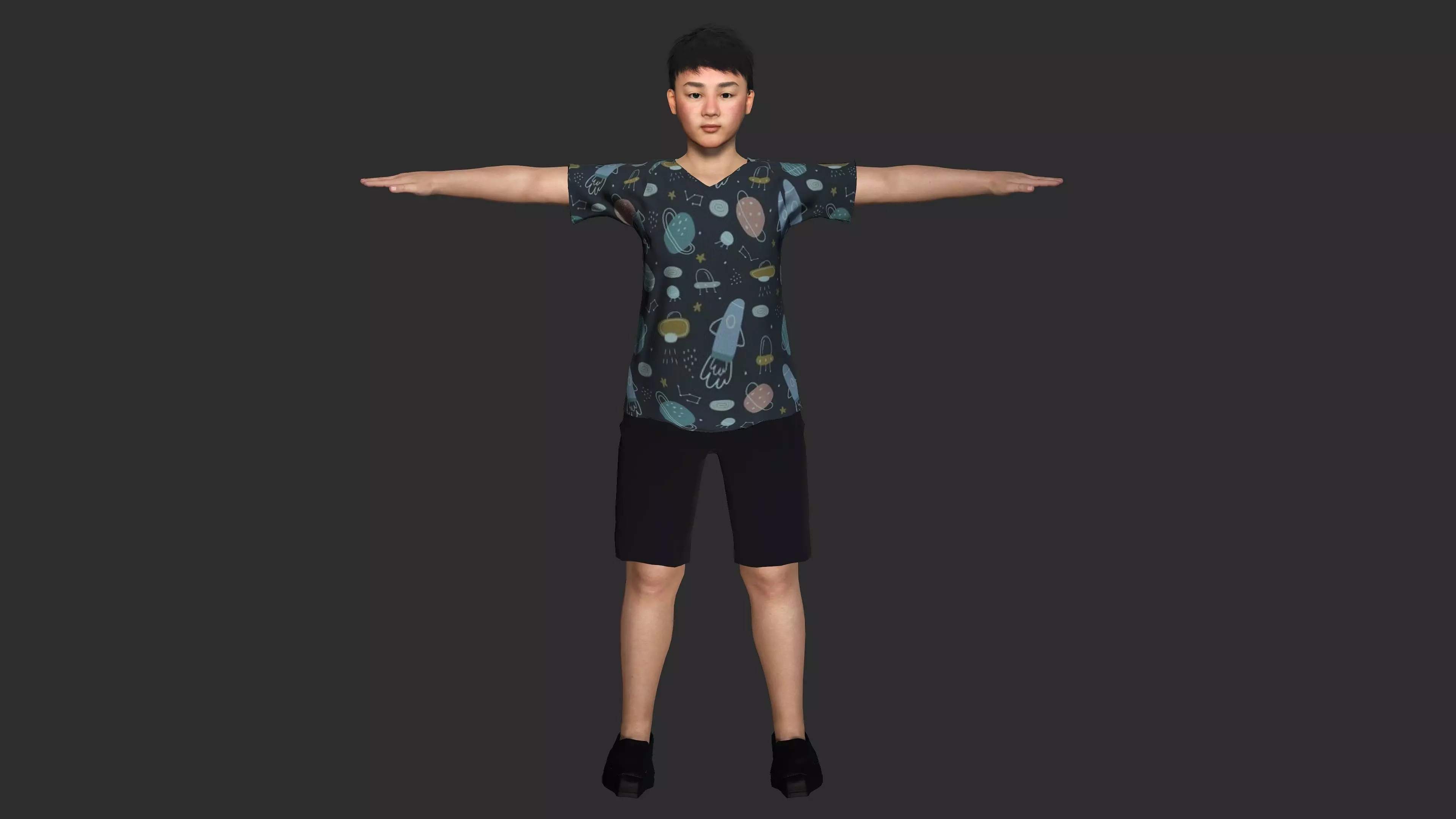 ASIAN FAT BOY CHILD KIDS -Realistic 3D Character Low-poly 3D model_11