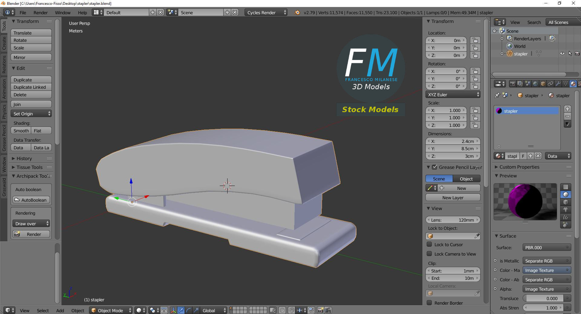 Stapler receipt printer 3D model_9
