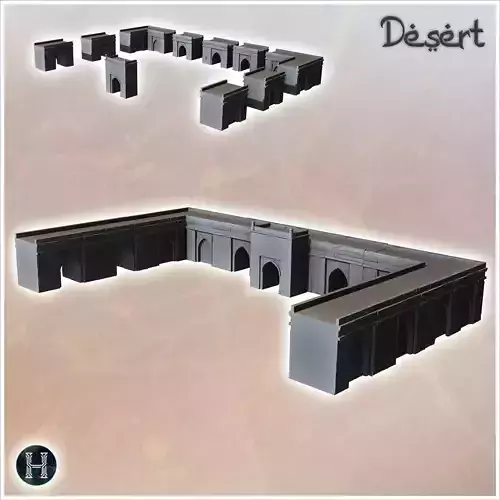 Wall with arches and Arab gate 1 - Canyon Sandy Landscape 28mm 1