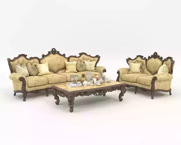 Classic European style Sofa and Armchair set 7