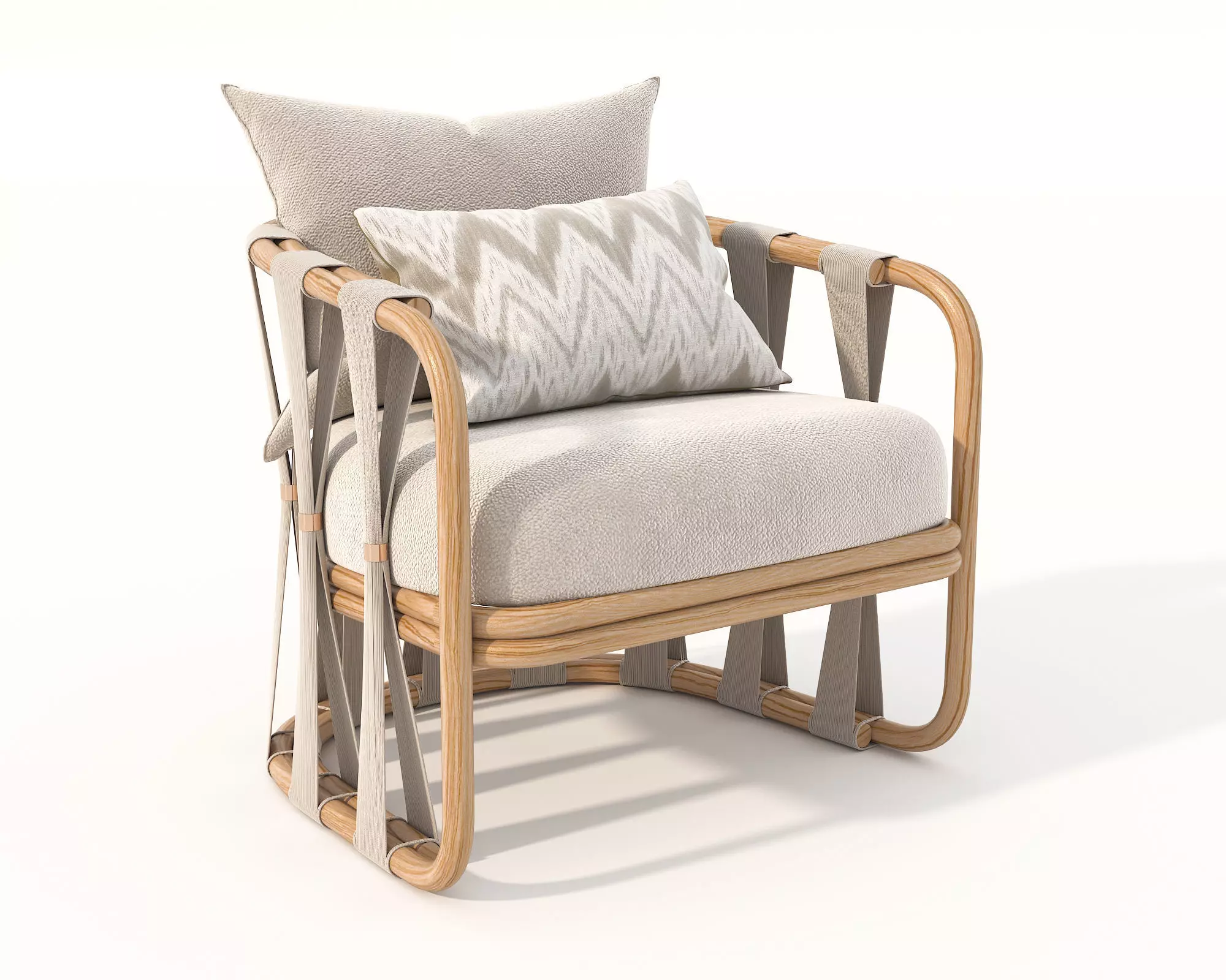 Rattan Coffee Table and Chair Set 6 3D model_6