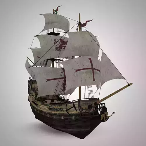 Galleon Sailing Pirate Ship Black Pearl 3D model