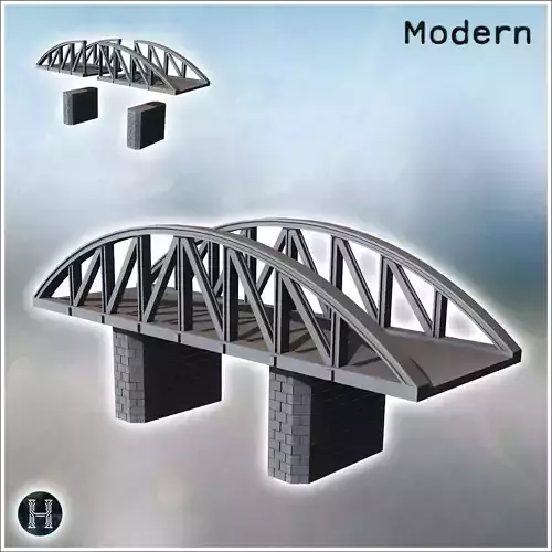 Suspension bridge in steel with double brick pillars 8 - Modern  3D print model Suspension bridge in steel with double brick pillars 8 - Modern  3D print model