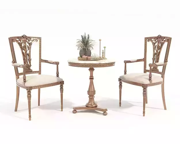 Classic European Style Coffee Table and Chair 3