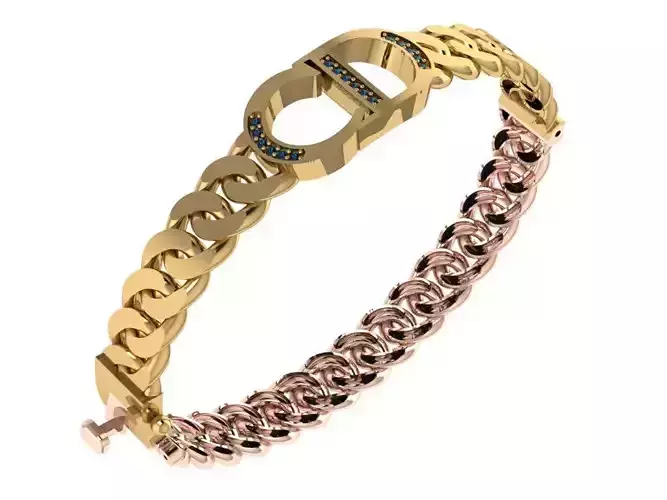 Custom Design Gold Bracelet 3D print model