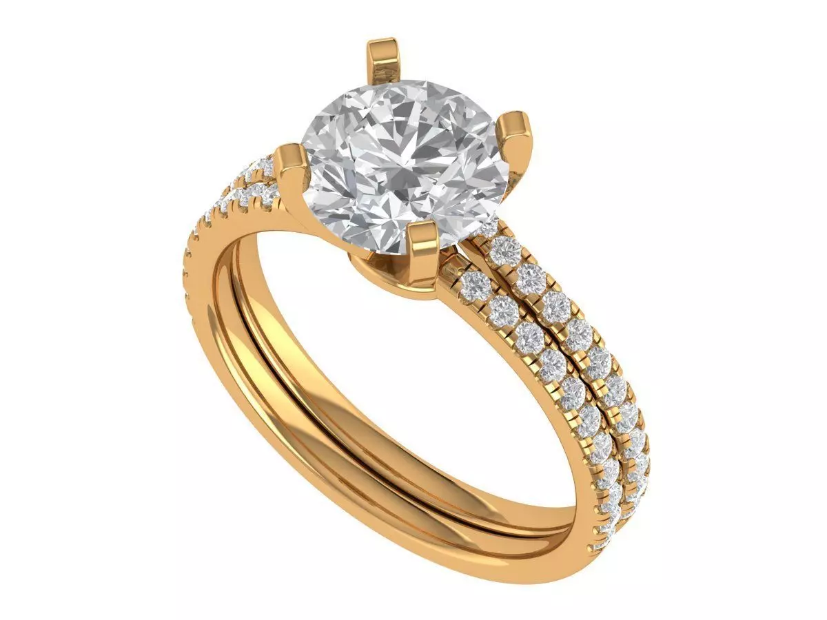 Round Enagagement Ring 3D print model_3