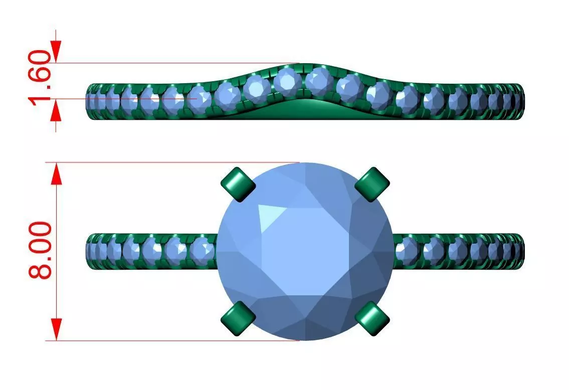 Round Enagagement Ring 3D print model_10