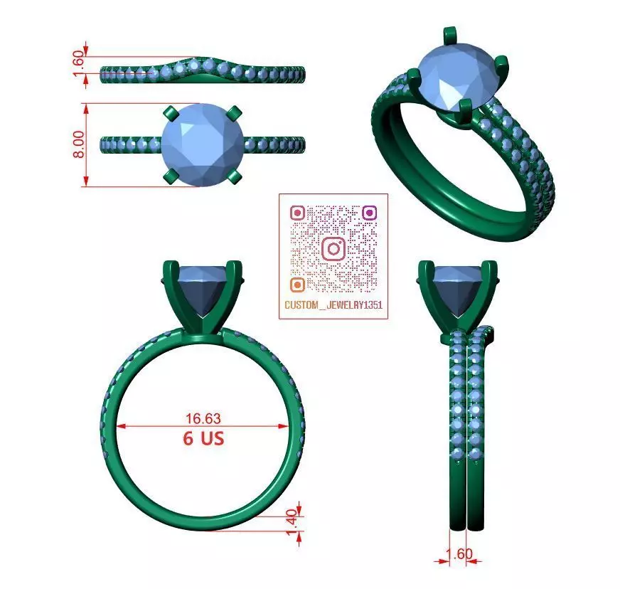 Round Enagagement Ring 3D print model_6