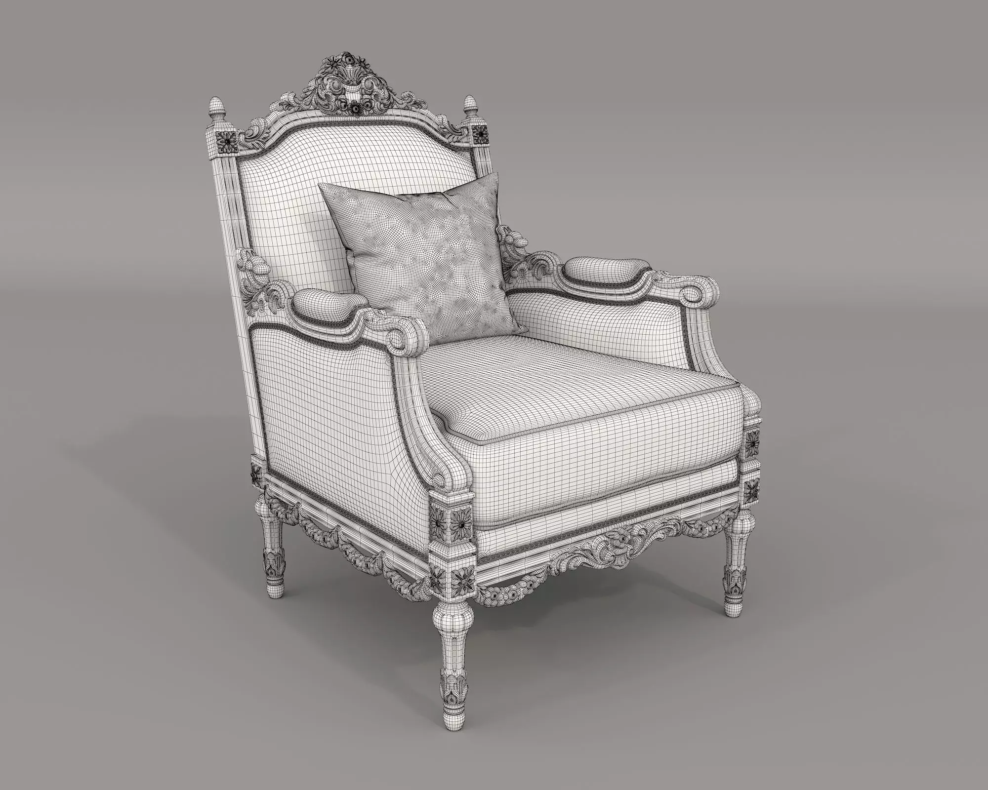 Classic European style Sofa and Armchair set 9 3D model_8