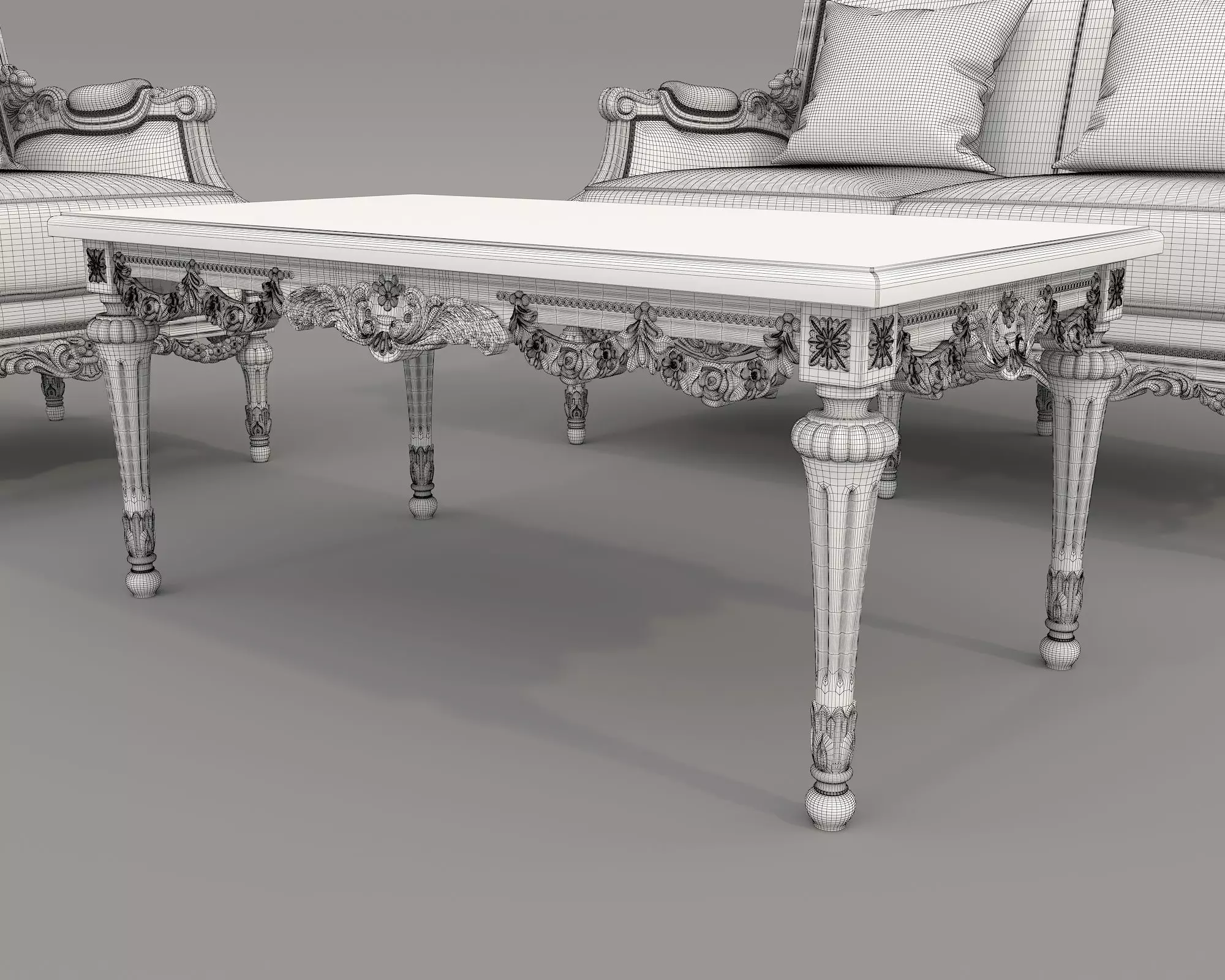 Classic European style Sofa and Armchair set 9 3D model_9