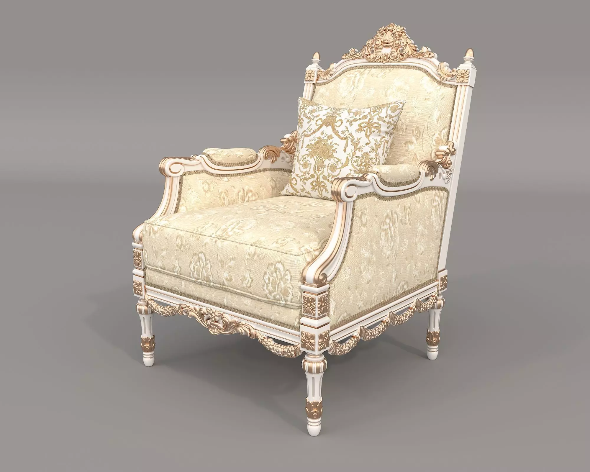 Classic European style Sofa and Armchair set 9 3D model_5