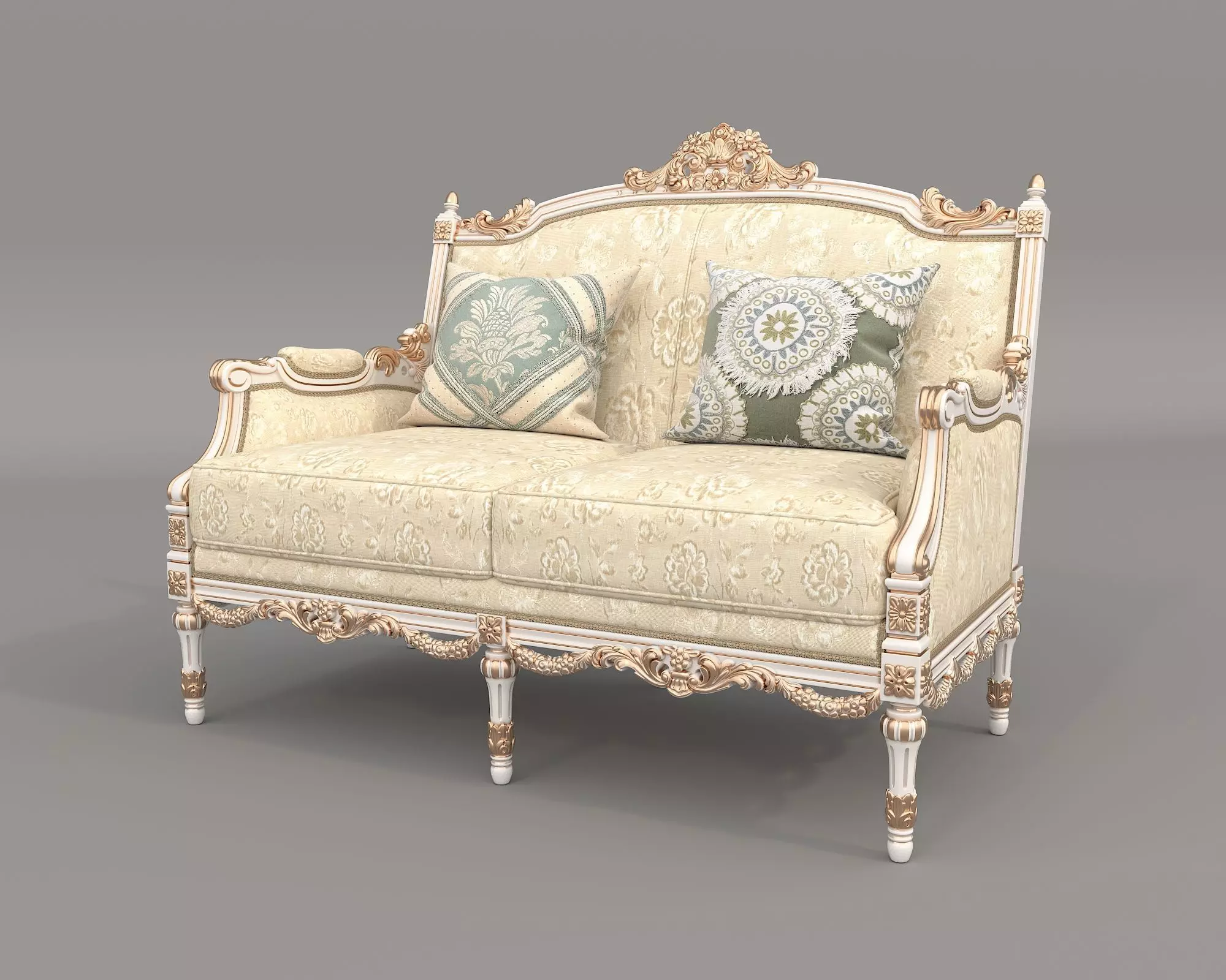 Classic European style Sofa and Armchair set 9 3D model_6