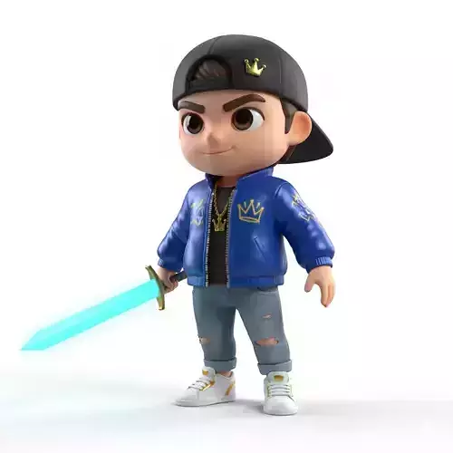 Chibi Arthur Street King 3D Model Urban Fantasy Character 3D model Chibi Arthur Street King 3D Model Urban Fantasy Character 3D model