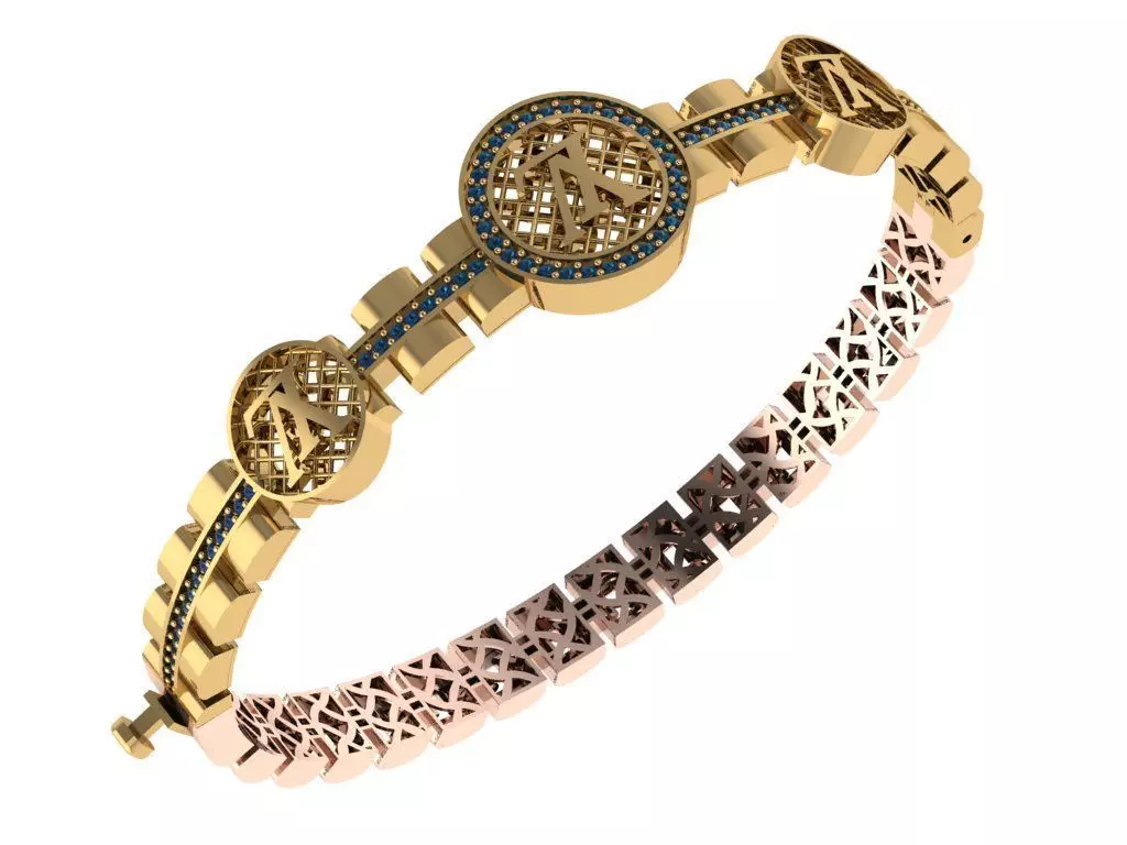 Custom Design Gold Bracelet 3D print model_0