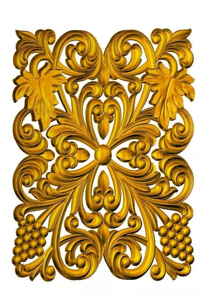Ornamental STL Panel Grape and Leaf Motif 3D print model_0