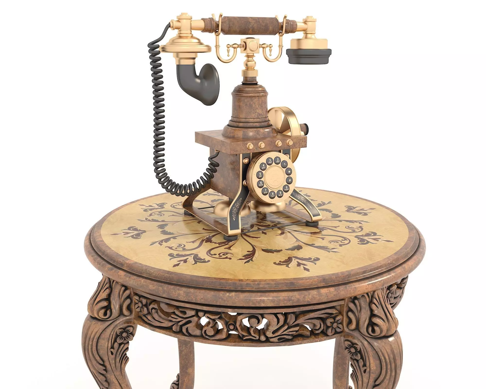 Classic European Style Coffee Table and Armchair 37 3D model_7