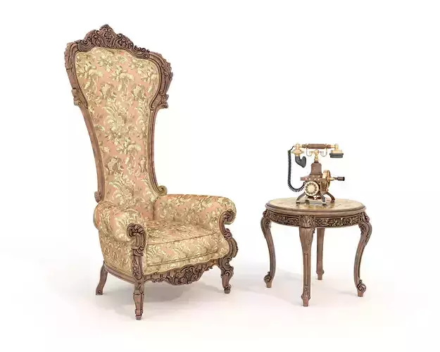 Classic European Style Coffee Table and Armchair 37