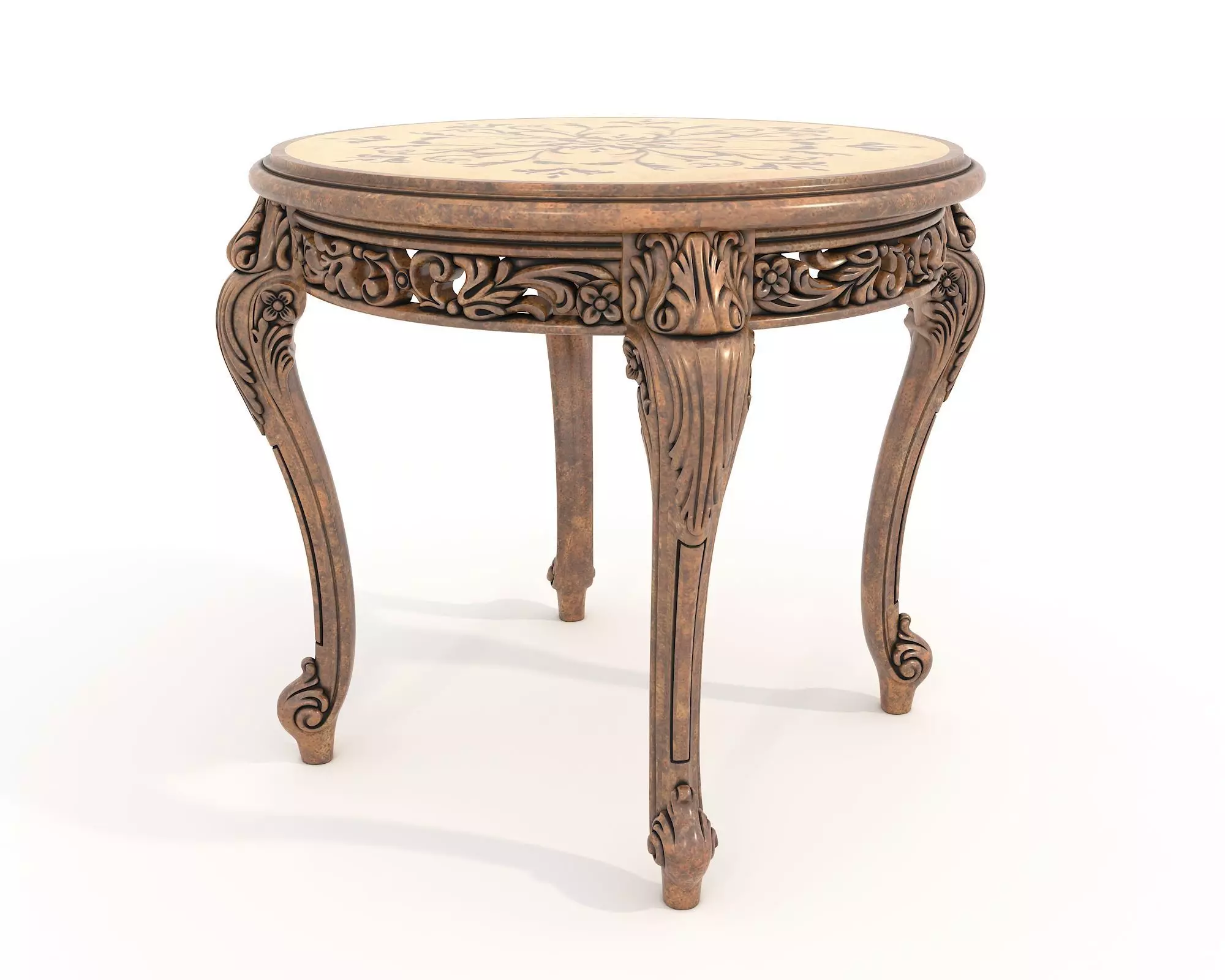 Classic European Style Coffee Table and Armchair 37 3D model_5