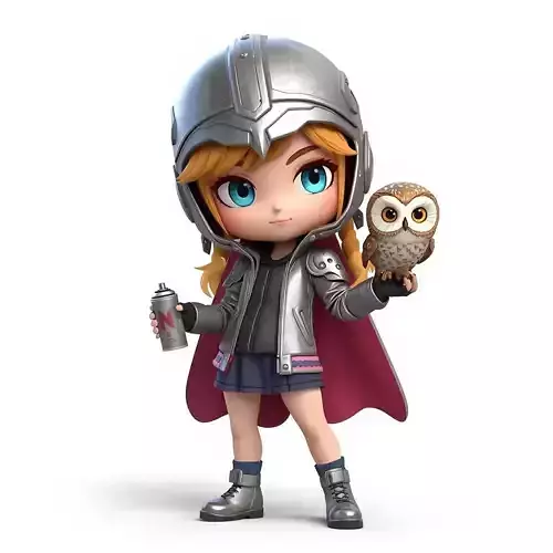 Chibi Athena Street Warrior 3D Model Urban Goddess 3D model
