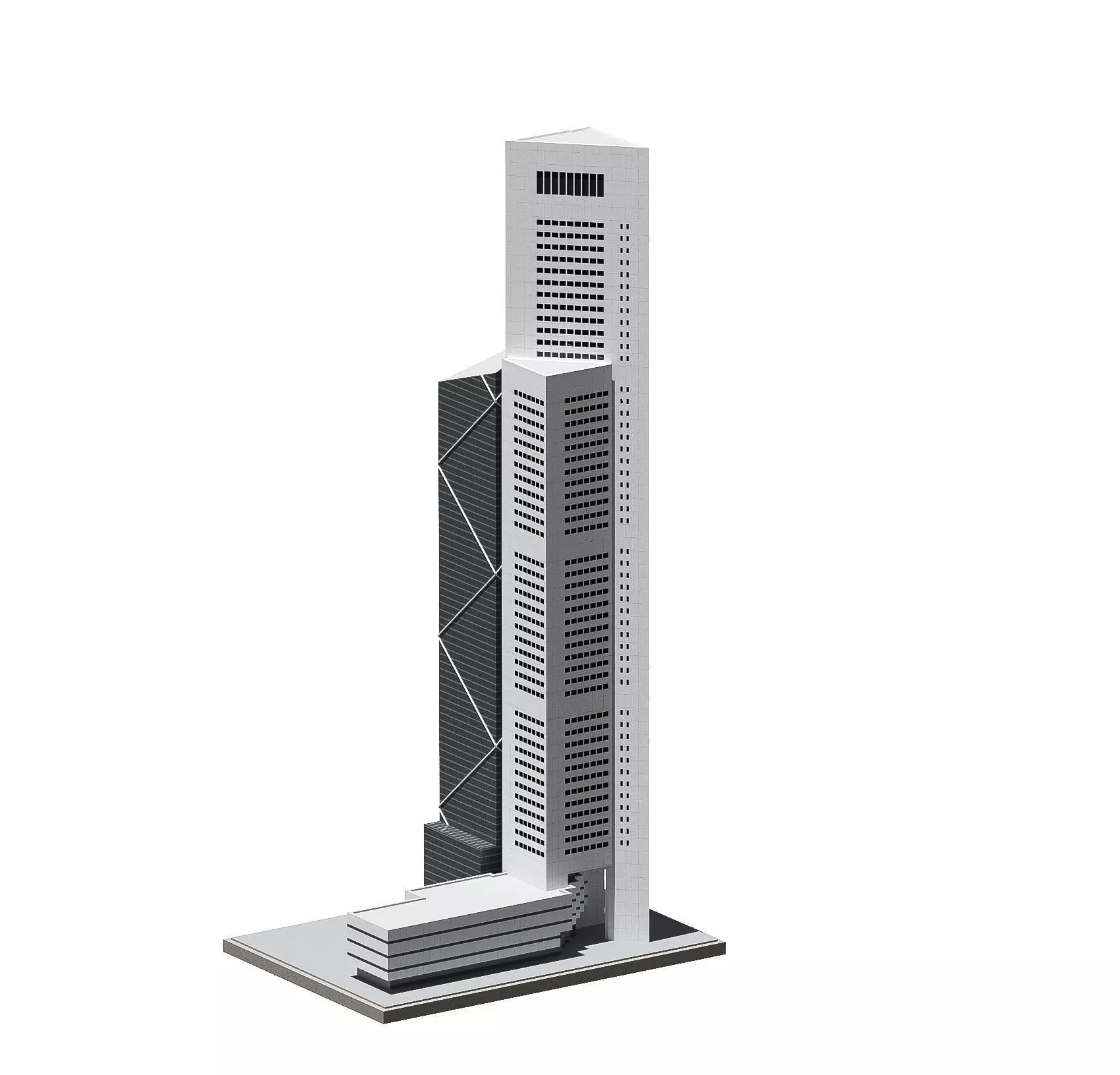 ONE RAFFLE TOWER SINGAPORE Low-poly 3D model