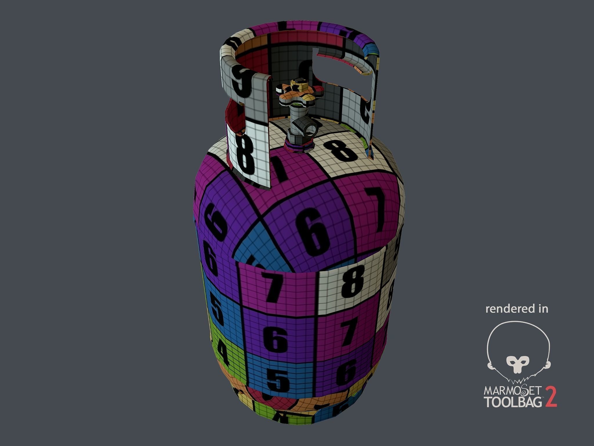 Gas Bottle 27L Low-poly 3D model_10