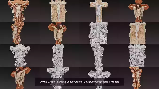 Divine Grace - Stylized Jesus Crucifix Sculpture Collection