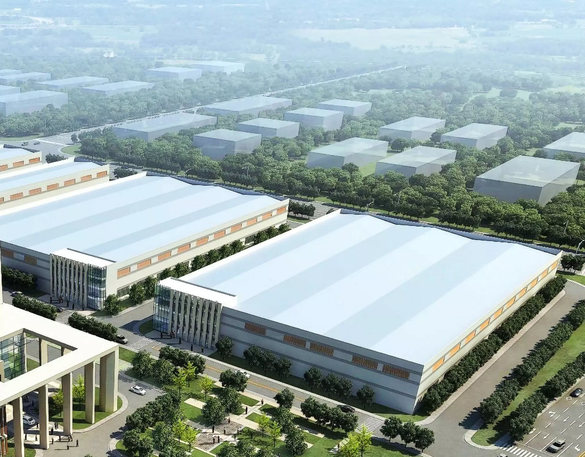 Modern Industrial Campus with HQ Tower 3D model_2