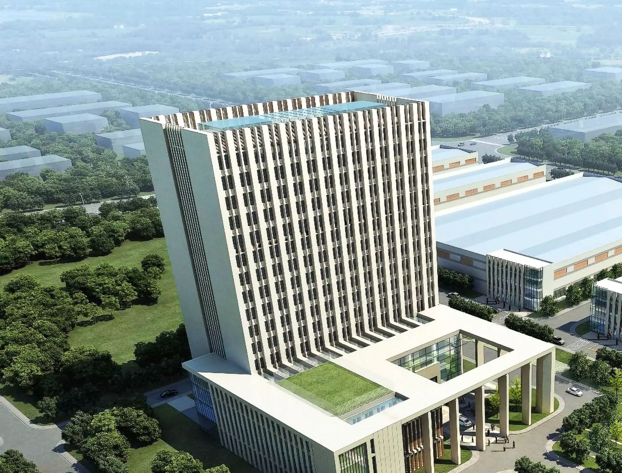 Modern Industrial Campus with HQ Tower 3D model_1