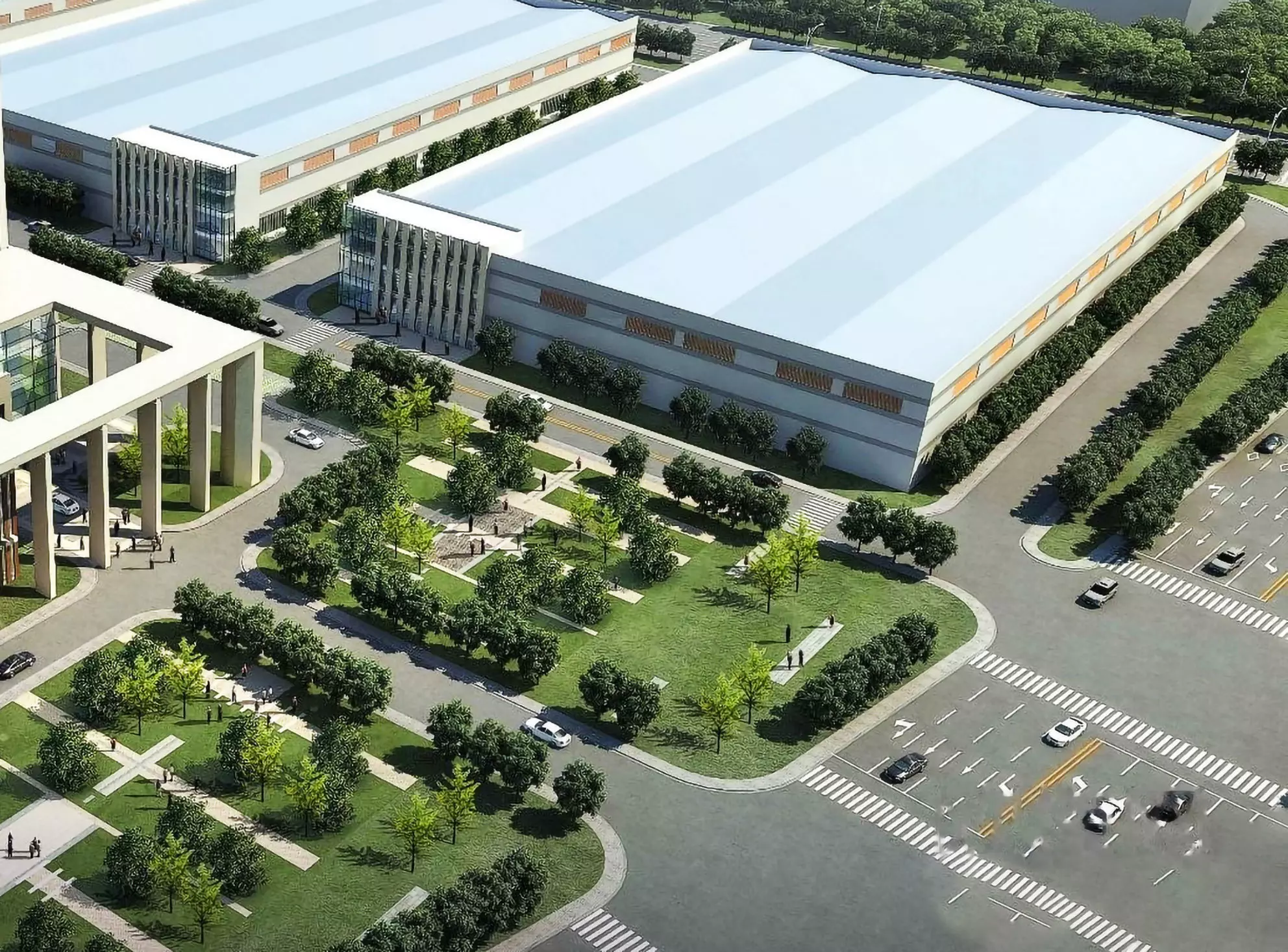 Modern Industrial Campus with HQ Tower 3D model_4