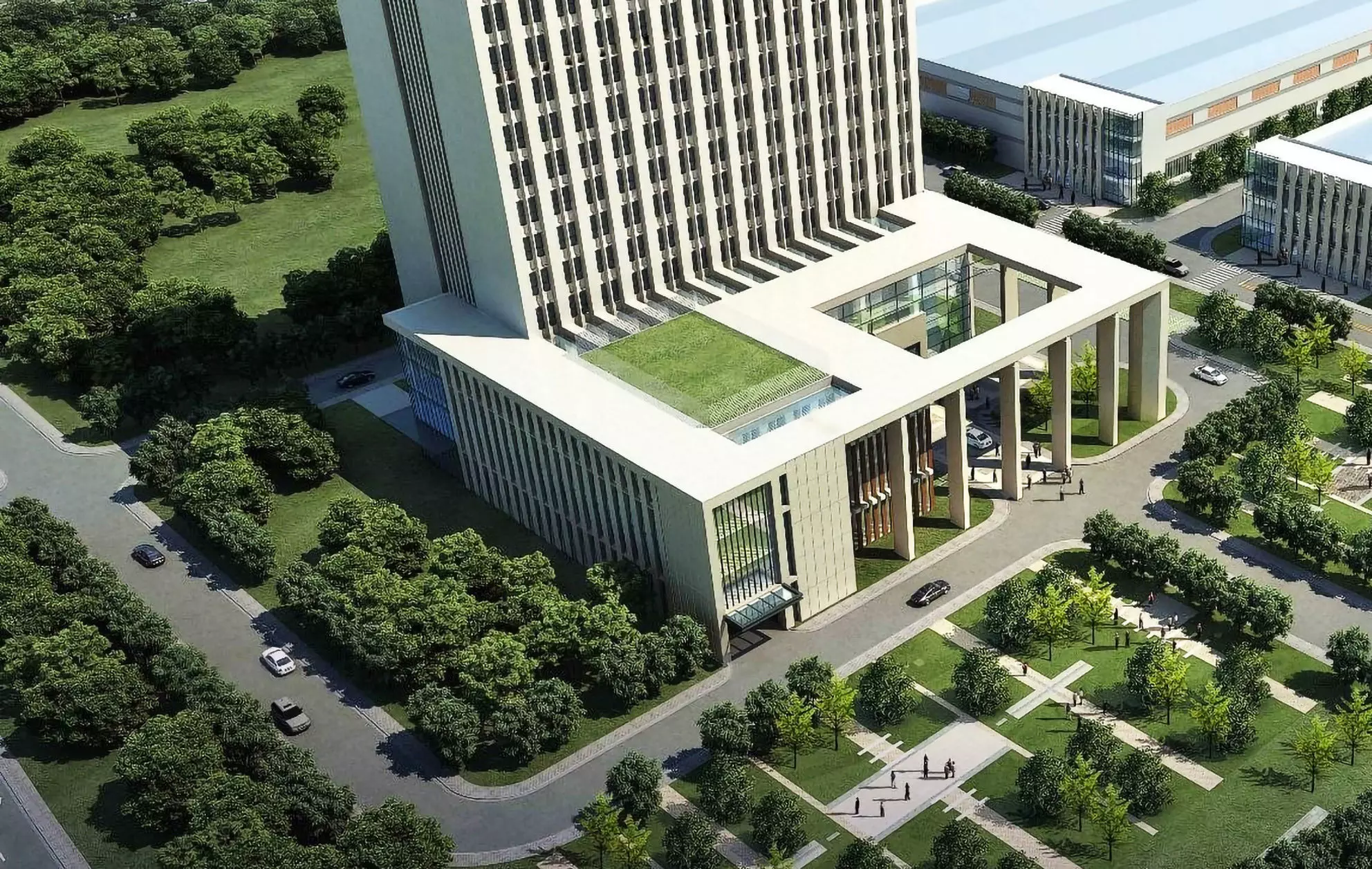 Modern Industrial Campus with HQ Tower 3D model_3