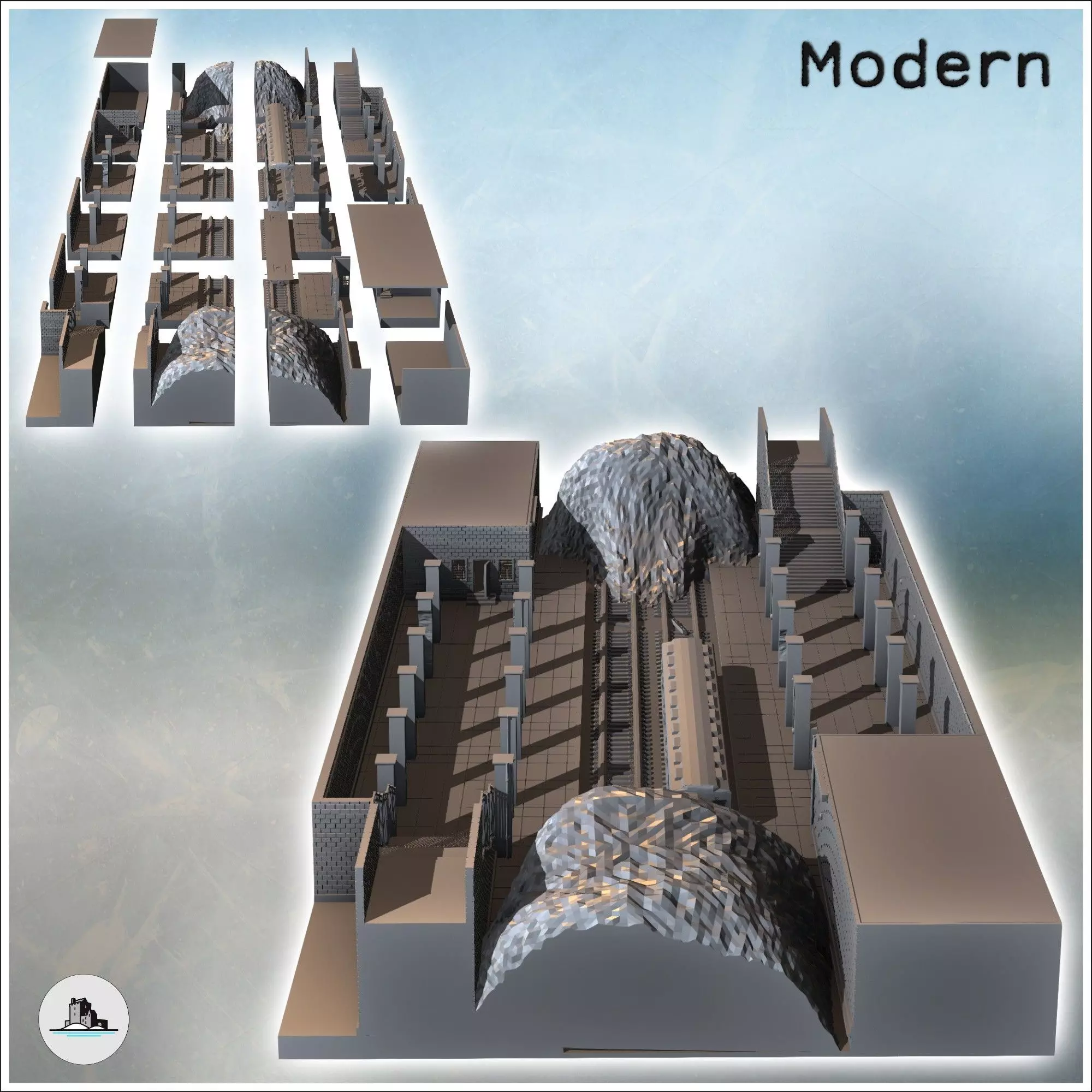 Underground subway station with empty train and debris on the tr 3D print model_2