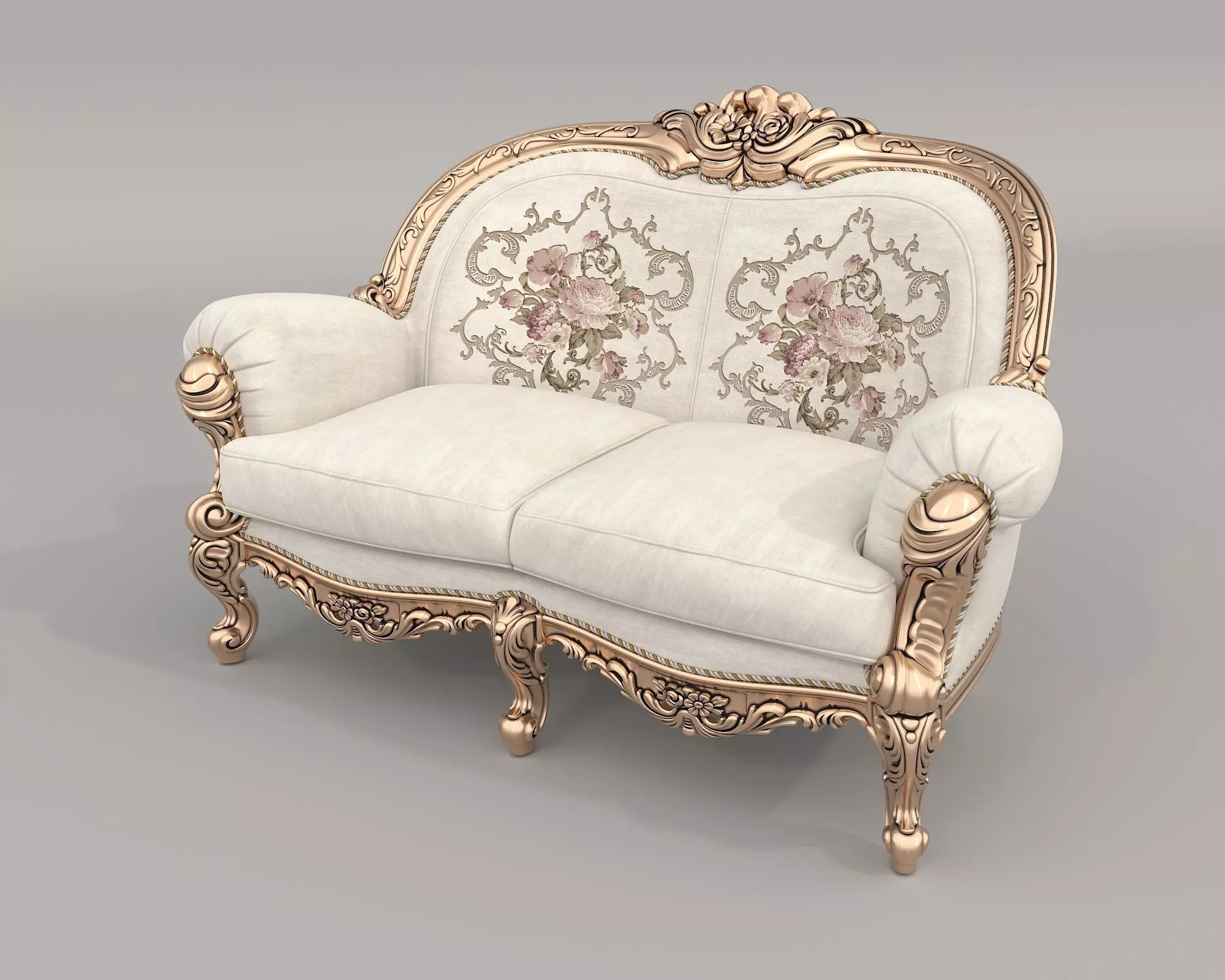 Classic European style Sofa and Armchair set 11 3D model_7