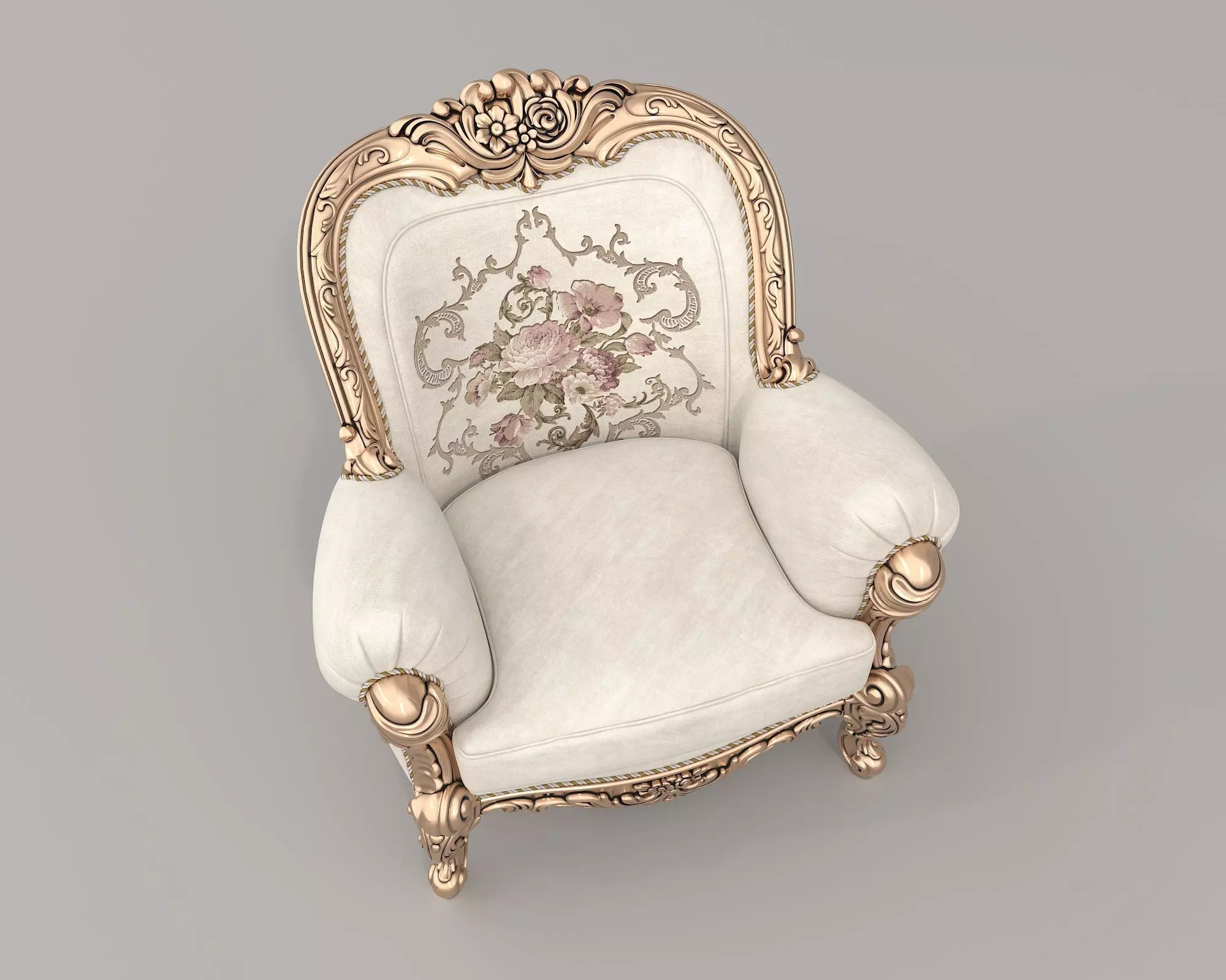 Classic European style Sofa and Armchair set 11 3D model_5