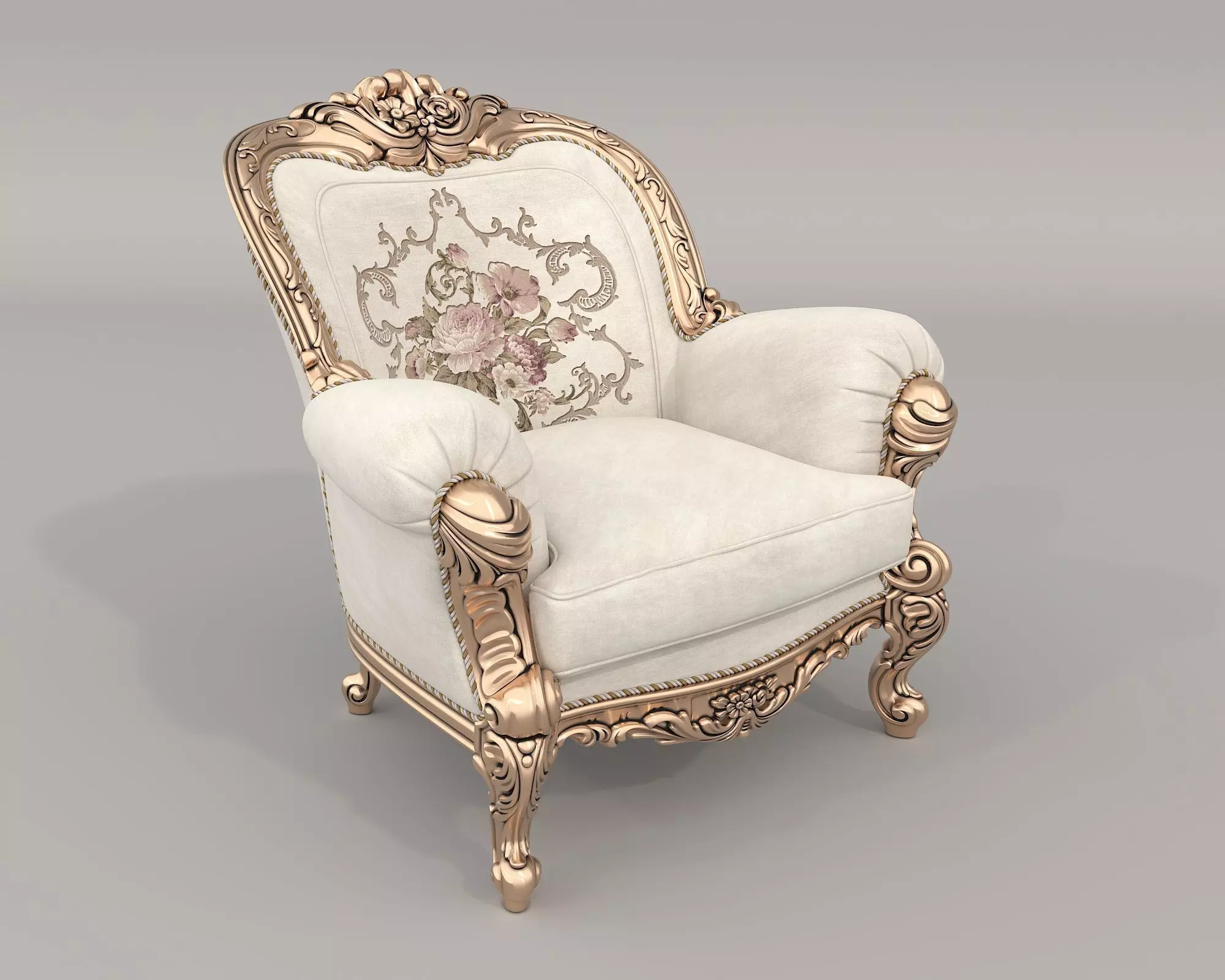Classic European style Sofa and Armchair set 11 3D model_4