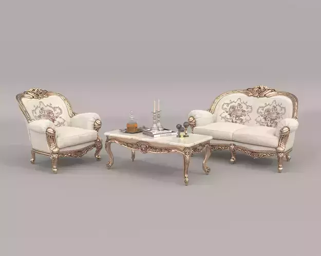 Classic European style Sofa and Armchair set 11