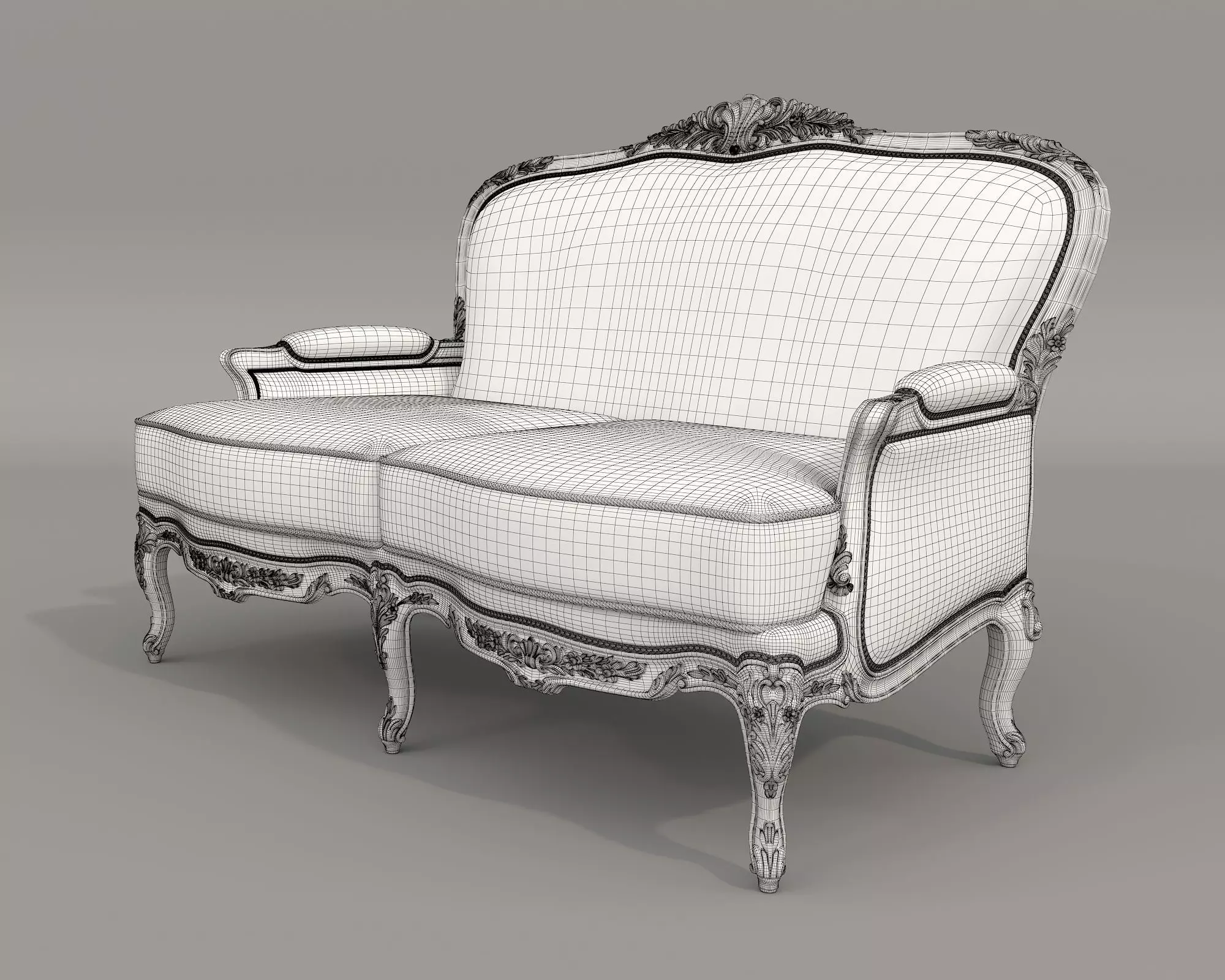Classic European style Sofa and Armchair set 12 3D model_11