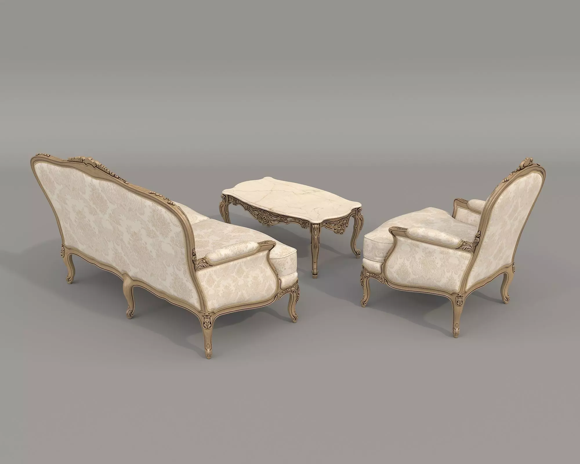Classic European style Sofa and Armchair set 12 3D model_3