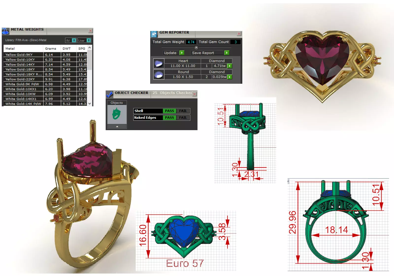 Knotting Heart Solitaire Cocktail STL 3D 3DM Ring model jr00273 3D print model