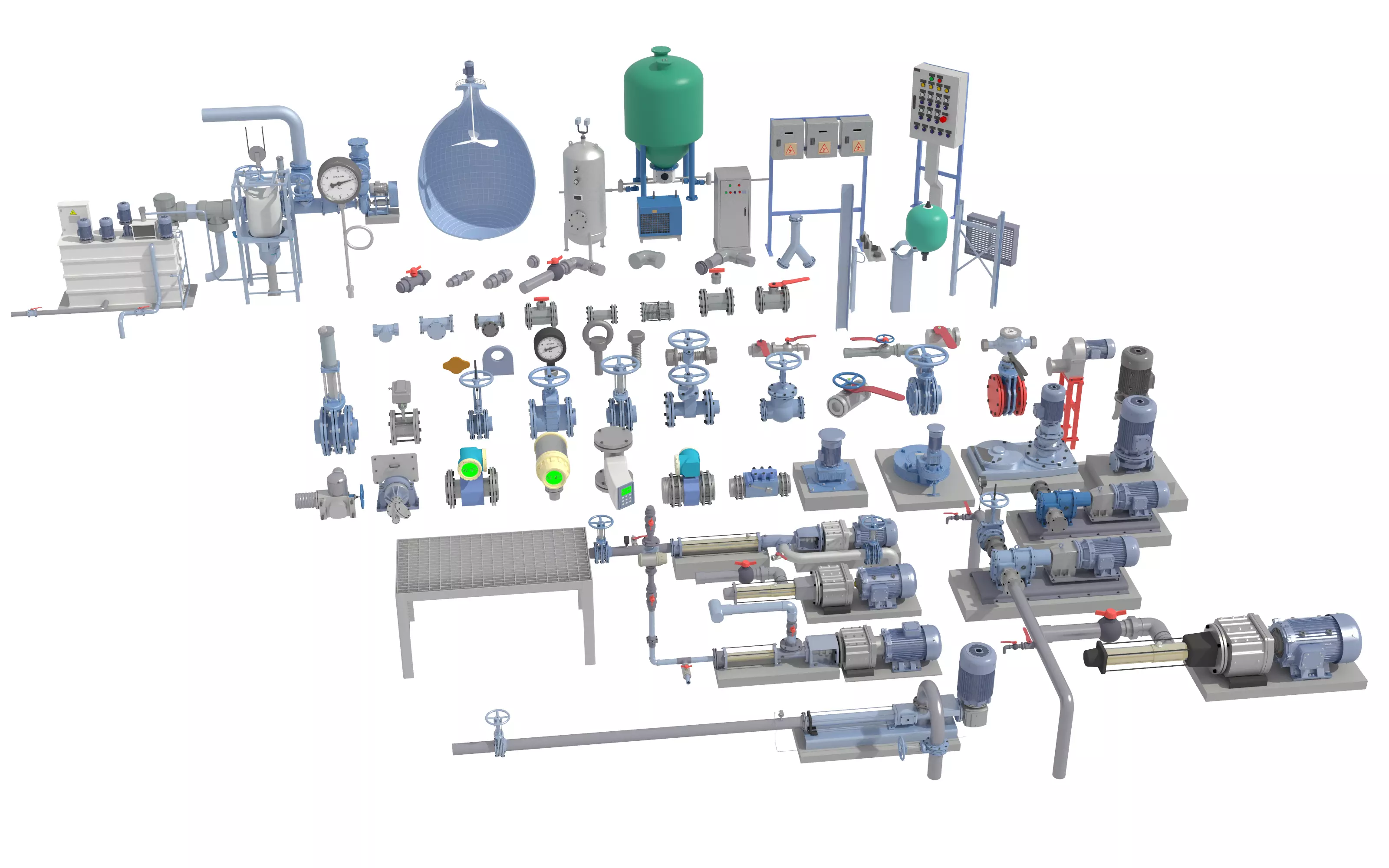 Industrial valve electric motor Low-poly 3D model