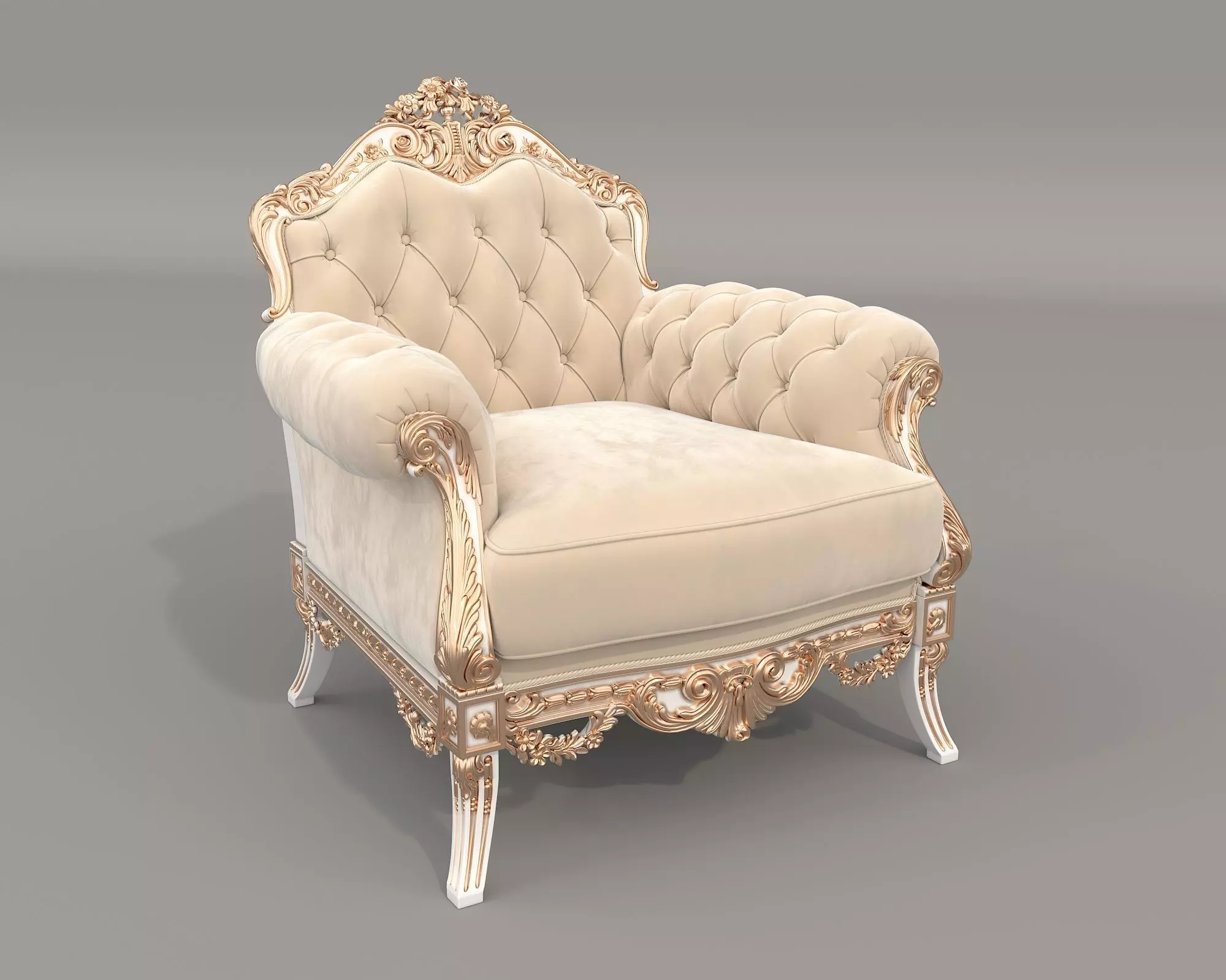 Classic European style Sofa and Armchair set 13 3D model_5
